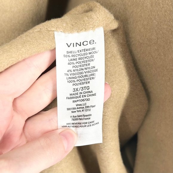 NWT Vince Classic Straight Recycled Wool Mid-Length Coat in Camello - Picture 7 of 9